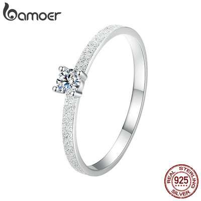 Bamoer 925 Sterling Sliver Ring Moissanite 0.1CT Món Quà Trang Sức Thời Trang Tinh Tế Cho Nữ
