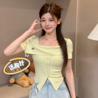 Áo T-shirt Thiết Kế Thon Gọn Tôn Dáng Nhẹ Nhàng Khí Chất Nữ Thuần Khiết Chiết Eo Mẫu Mới Mùa Hè Sành Điệu