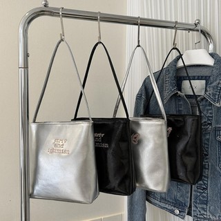 Túi đeo vai Balck & Silvery Nữ PU Túi xô chữ bướm đơn giản giản dành cho nữ