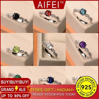 S925 Nhẫn đính đá topaz tròn màu đỏ xanh dương nhiều màu sắc tùy chọn phong cách Âu Mỹ sang trọng thời trang