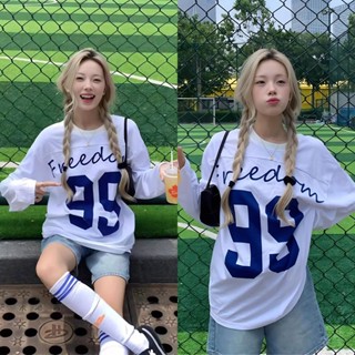Áo thun nữ dài tay phong cách retro Mỹ Áo thun oversize cổ tròn dáng rộng - NO.99 Áo bóng đá Unisex Hottrend 2024
