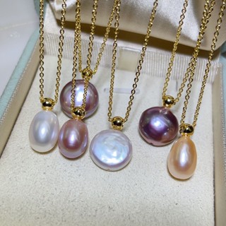  Vòng cổ ngọc trai thật nước ngọt bọc vàng 18K dây chuyền xương đòn đậu nữ 