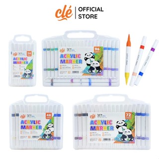 [ĐỘC QUYỀN] Acrylic Marker Clé 24-48-72-96 Màu, 2 Đầu Brush 2 Màu Vẽ Trên Mọi Chất Liệu - họa cụ