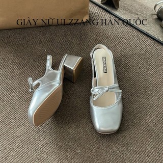 Giày sục cao gót nữ phối NƠ xinh xắn