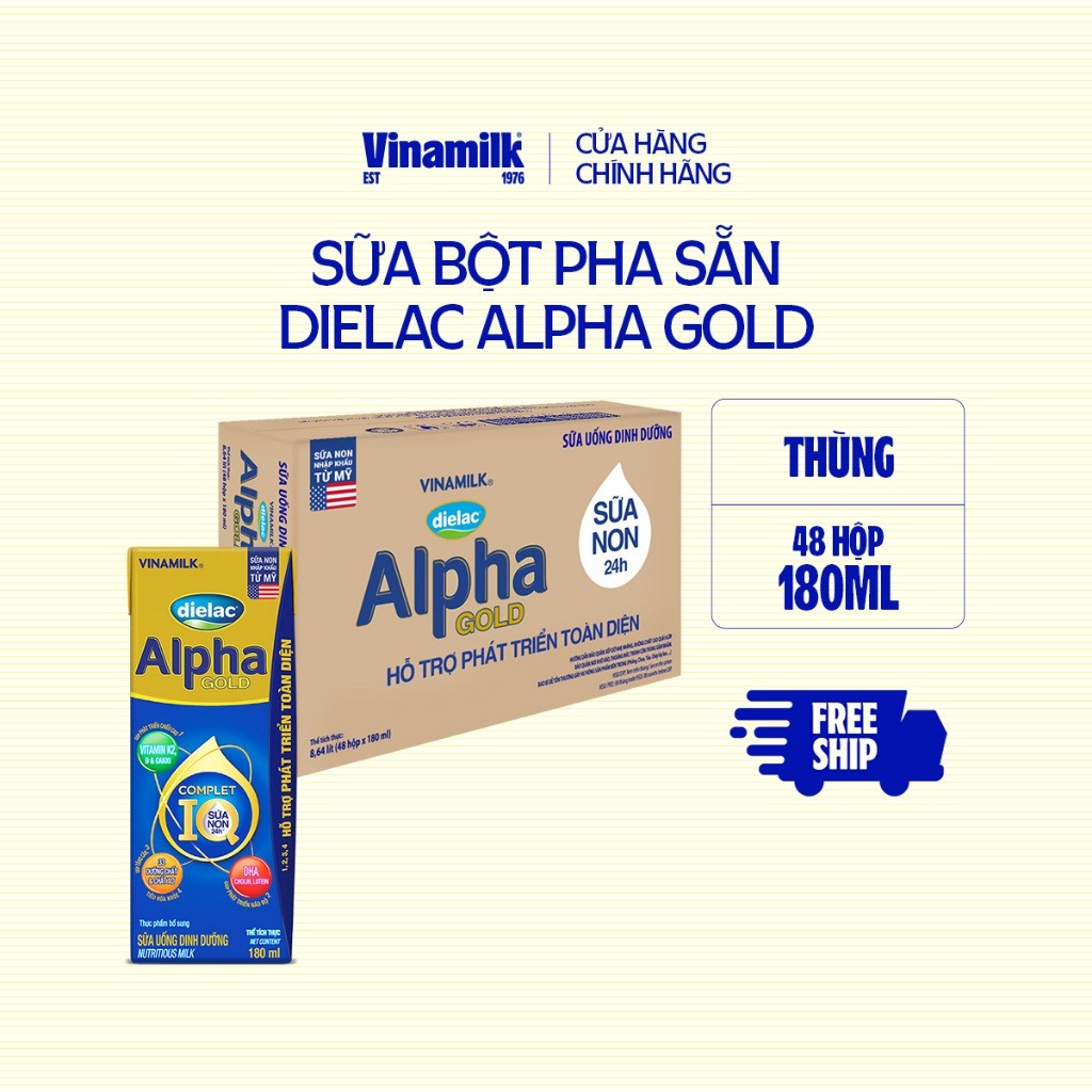 Sữa bột pha sẵn Dielac Alpha Gold  - Thùng 48 hộp 180ml