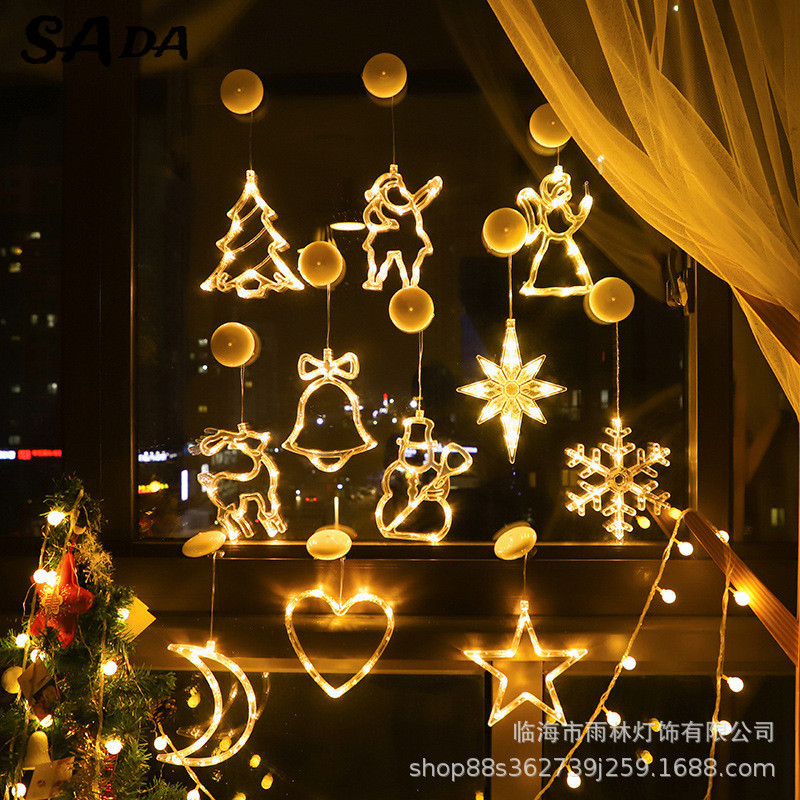 SADA Đèn LED trang trí Giáng sinh Ông già Noel người tuyết hình cửa sổ hút cốc đèn Giáng sinh cây trang trí ngày lễ