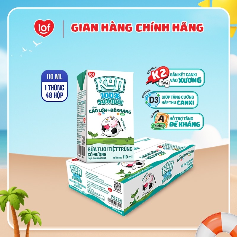 sữa tươi KUN có đường thùng  110ml