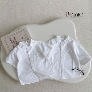  Áo sơ mi trắng dài tay ngắn tay cổ trụ bé trai bé gái size 1 tuổi tới 7 tuổi Bernie T0625A26 