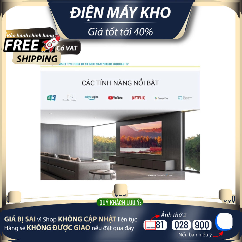 Smart Tivi Coex 4K 50 inch 50UT7000XG Google TV