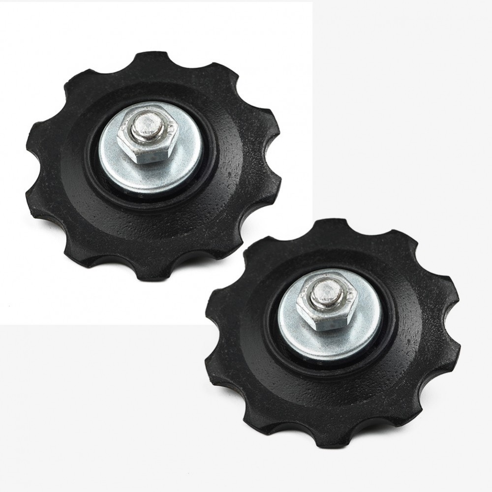 {WELV}2Pcs MTB Bike Bicycle  Rear Derailleur Plastic Wheels 6-7 Speed Guide Pulley