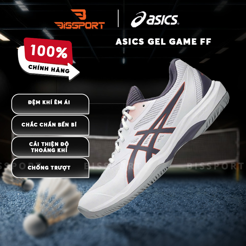 Giày Tennis/Pickleball ASICS GAME FF Chính Hãng - Trắng Xám - Nhẹ Đế Bám Sân - GEL™ Giảm Chấn - Thoá