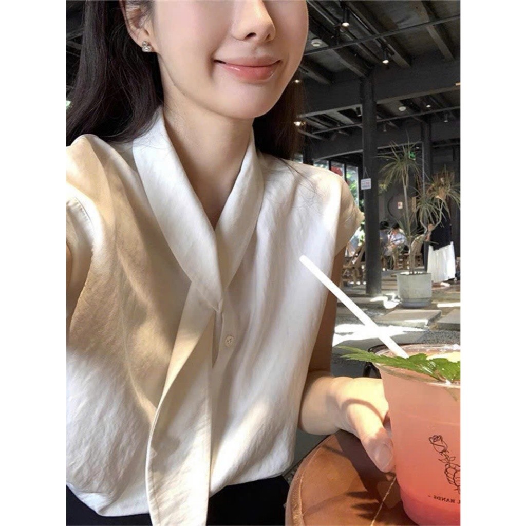 Áo thun nữ thắt nơ Yummy trơn, Áo sơ mi trắng phong cách tiểu thư ngọt ngào S36 | BigBuy360 - bigbuy360.vn