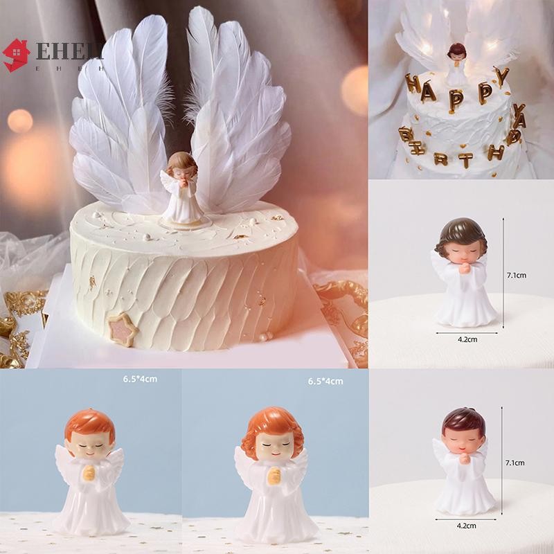 [EHEH] angel feather wing flag cake toppers for wedding birthday party cake top decor vn