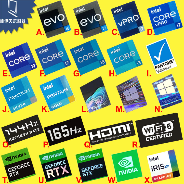 2025 Dán Chính Hãng Thế Hệ 13 evo i5 i7 vpro Dán cpu i9 i3 HDMI Laptop Máy Tính Để Bàn Nhãn