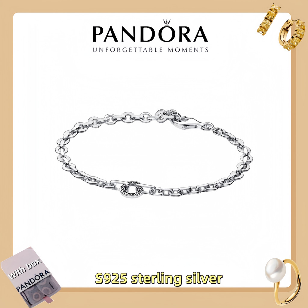 Pandora Signature Pavé Bold Chain Bracelet - Bạc S925 Nữ, Có Hộp
