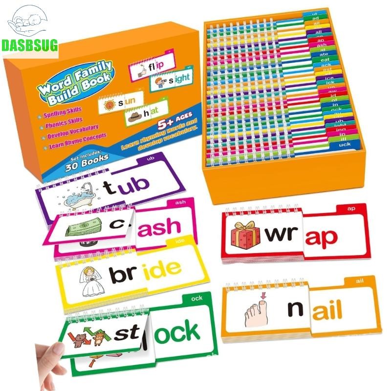 DASBSUG Word Family Flip Books Đọc và Rhyme Flip Books Phonics Flash Cards