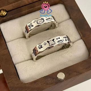 🩰Pink🩰Chiếc Hoạt Hình Anime Cặp Đôi Bộ Nhẫn Hợp Kim Graffiti Phụ Kiện Trang Sức Có Thể Điều Chỉnh