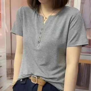 Áo Sơ Mi Cổ Chữ V Cho Nữ Áo Thun Nữ Tay Ngắn Quần Áo Nữ Thiết Kế Sense Niche Áo Thun Thường Ngày Đa Năng