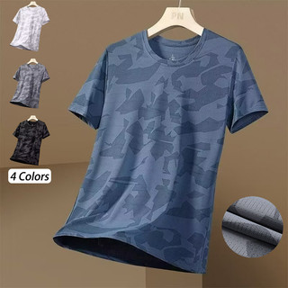 M-5xl Nam Mùa Hè Lưới Ngụy Trang Nhanh Khô Rời Áo Thun Thể Thao Ice Silk Tay Ngắn Thoáng Mát Dri-Fit Hoa Áo Plus Kích Thước