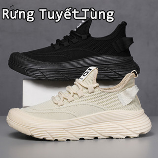 Rừng Tuyết Tùng☘Giày thể thao nam, phong cách mới, giày dừa, Giải trí, Thoải mái, Dệt kim bay, Thở, Giày chạy bộ