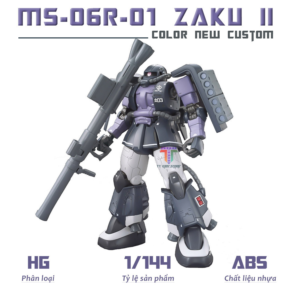Mô hình Zaku II MS-06R-1A Bazoka, 1/144 Mobile Suit, Xếp hình Mecha Gaogao, Xếp hình nhựa