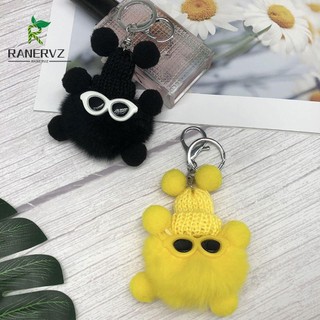 Móc gắn chìa khóa thú nhồi bông thỏ lông mềm xinh xắn dành cho nữ