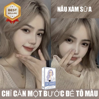  💦Thuốc nhuộm tóc màu NÂU XÁM SỮA thuốc nhuộm tóc không cần tẩy kem nhuộm tóc tại nhà💦STYLE FIT tặng kèm dụng cụ 