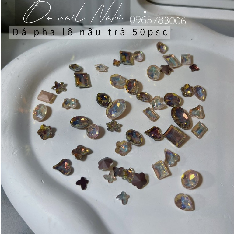 Set đá nâu trà màu đặc biệt 50psc Naomi Nail