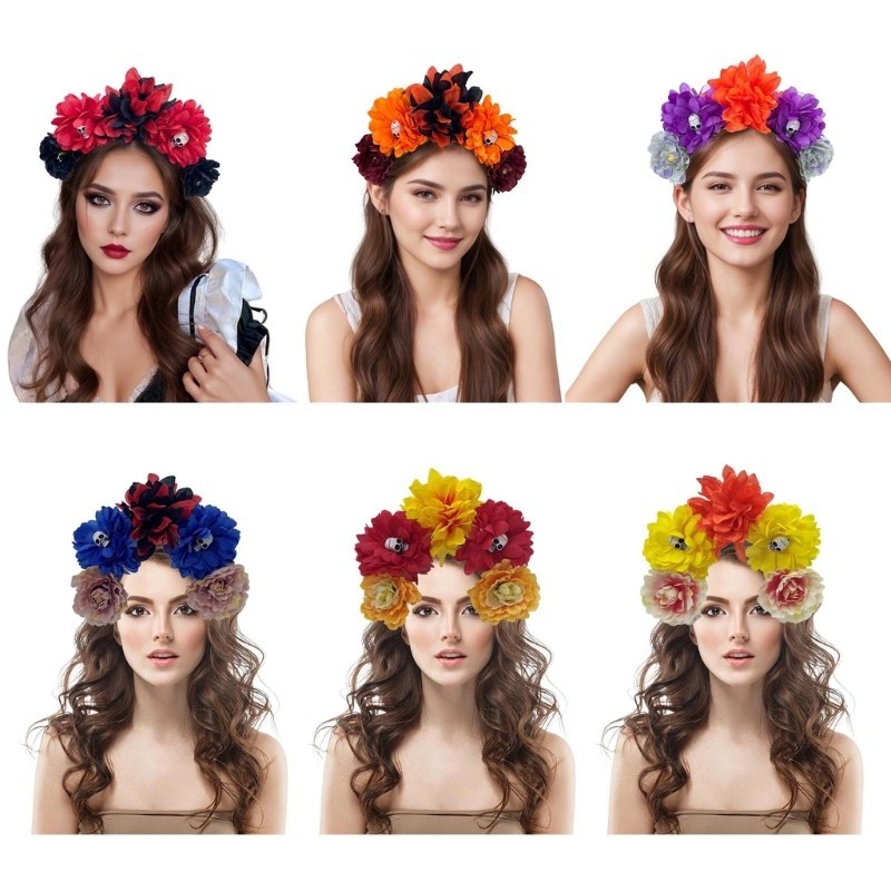 [CH] Băng đô đầu lâu thủ công Cô gái Phù thủy Mũ đầu lâu Hoa tối Fursuit Hóa trang Tiệc phù thủy Hal