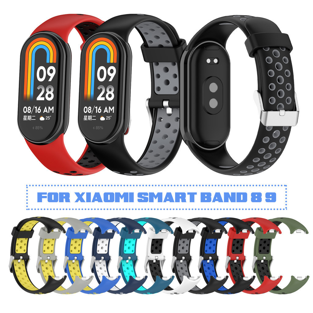 Dây đeo silicon mềm cho Xiaomi Smart Band 10 Dây đeo thể thao thoáng khí chống nước cho Xiaomi Mi band 8 9 10 MiBand 8 9 10 Dây đeo cổ tay