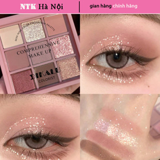  Bảng Phấn Mắt Dikalu 9 Màu Hồng Mờ Ngọc Trai Chống Thấm Nước 