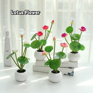 Trang trí hoa sen mô phỏng Trang trí máy tính để bàn hoa giả