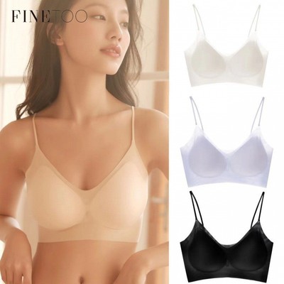 Finetoo Nữ Liền Mạch Áo Ngực M-4XL Plus Size Dây Đeo Vai Siêu Mỏng Ice Silk Quần Lót Thoáng Khí