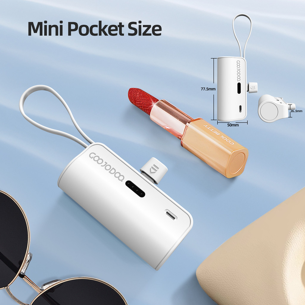 sạc dự phòng mini GOOJODOQ 2024, Pin dự phòng không dây di động có phích cắm Type-C và Lightning | BigBuy360 - bigbuy360.vn