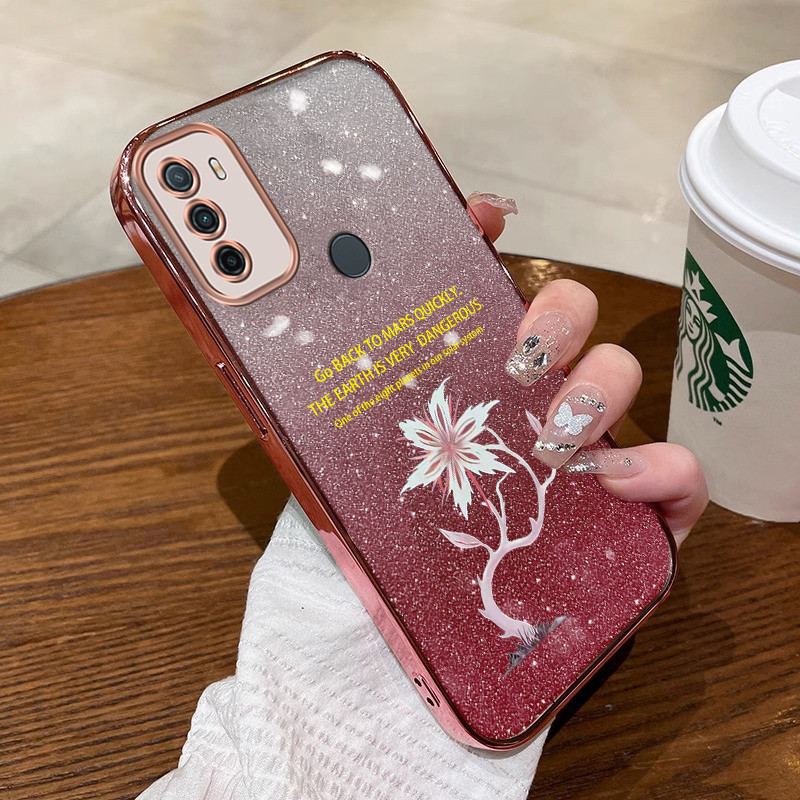 ốp lưng Oppo A53 2020 Ốp lưng điện thoại Oppo A53 2020 Ốp lưng giảm xóc viền vàng mềm hình hoa đẹp s