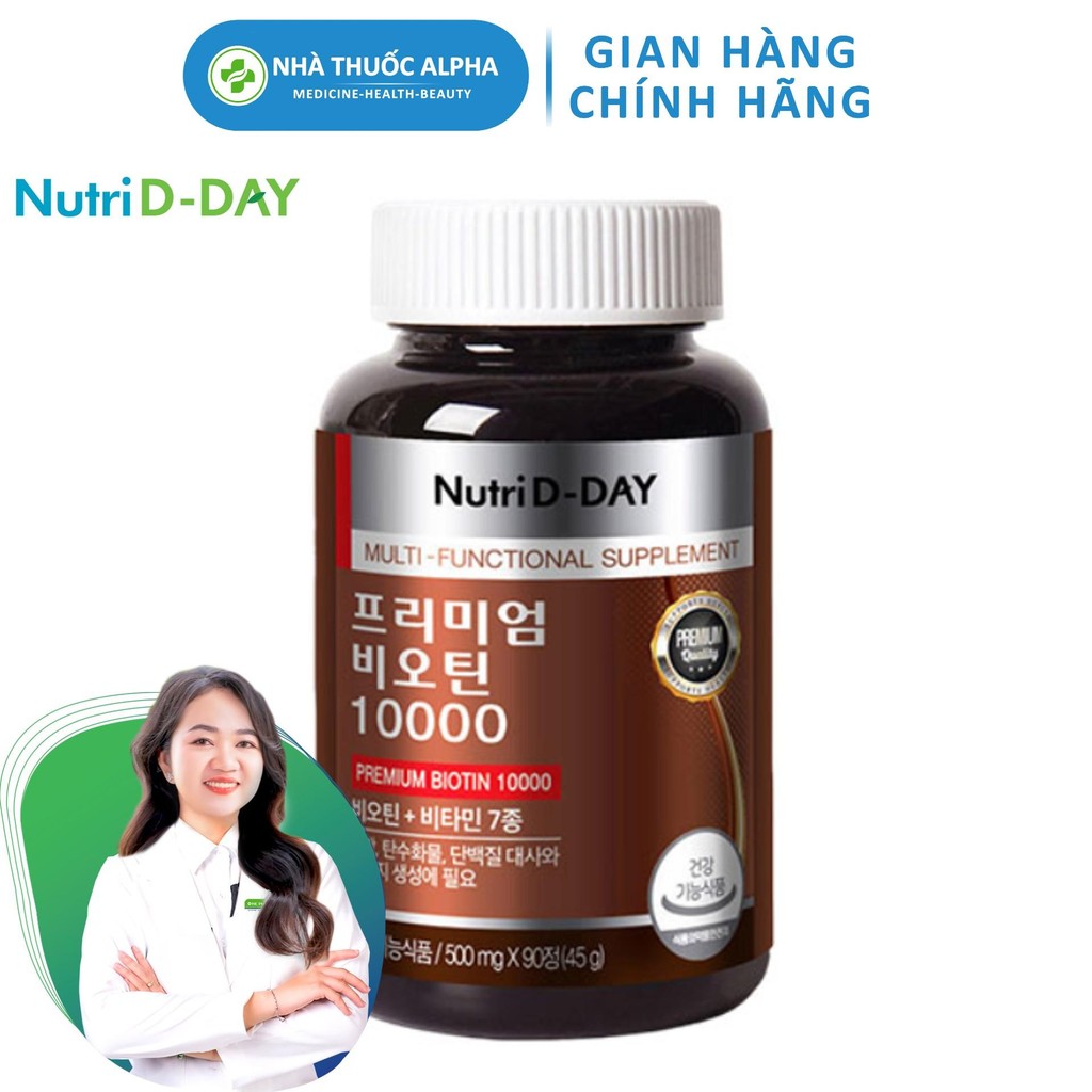 Viên Uống Hỗ Trợ Mọc Tóc Nutri D-Day PREMIUM Biotin 10000 Hộp 90 viên