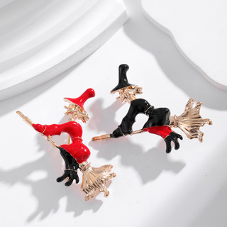 European and American Halloween Creative Harry Potter Witch Riding Broom Brooch Personality Enamel Drop Oil Fashion Clothing Pin