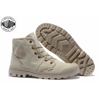 100% Nguyên Bản PALLADIUM Nam Nữ Màu Be Giữa Cắt Vải Martin bốt 35-45z