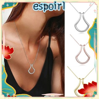 Vòng cổ hình chữ U ESPOIR dành cho nữ Mặt dây chuyền vỏ sò thanh lịch Vòng đeo tay bằng thép không gỉ