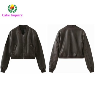 Sahrai Áo Khoác Da Nữ, Châu Âu Mỹ Hàn Quốc Sang Trọng Retro Áo Crop Coat, Áo Khoác Ngoài Áo Moto Biker Áo Ngày Lễ
