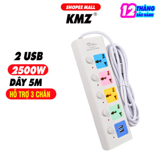 [VỪA MỞ BÁN] Ổ Cắm Điện USB Đa Năng Cao Cấp Chống Giật Dài 4m, 2 Cổng Cắm USB Chốt An Toàn Tiện Dụng