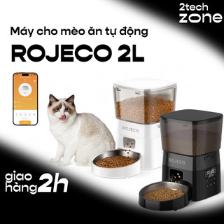  Máy cho chó mèo ăn tự động ROJECO 2L cho ăn từ xa qua ứng dụng điều khiển bằng nút thiết kế dễ vệ sinh 