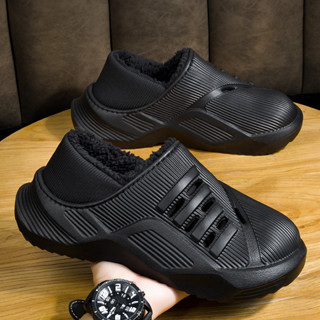  Dép bông lót nhung giữ ấm đi ra ngoài mùa đông chống lạnh Giày bông bít mũi trong nhà chống trượt đế dày mẫu mới nam 