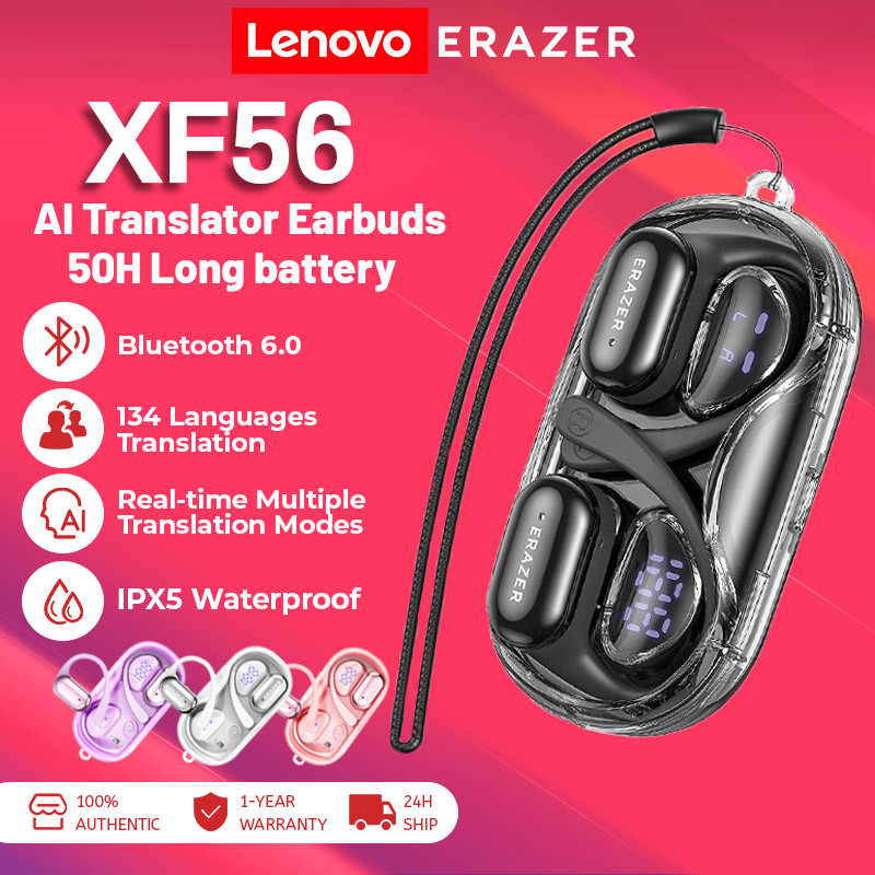 Lenovo Erazer XF56 AI Dịch Tai nghe Bluetooth 6.0 Tai Nghe Phiên Dịch không dây Tai nghe thể LED IPX5 Chất lượng âm thanh HIFI chống nước | BigBuy360 - bigbuy360.vn