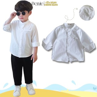  Áo sơ mi trắng dài tay cổ trụ áo sơ mi trắng cổ tàu cho bé trai bé gái 1 tới 7 tuổi BERNIE T0625A26 