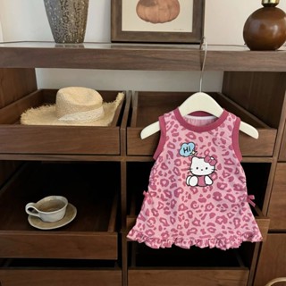 Váy Sát Nách Họa Tiết Kitty Da Báo Hồng Cho Bé Gái 1-8 Tuổi MINTSCLOSET Quảng Châu - GV0324