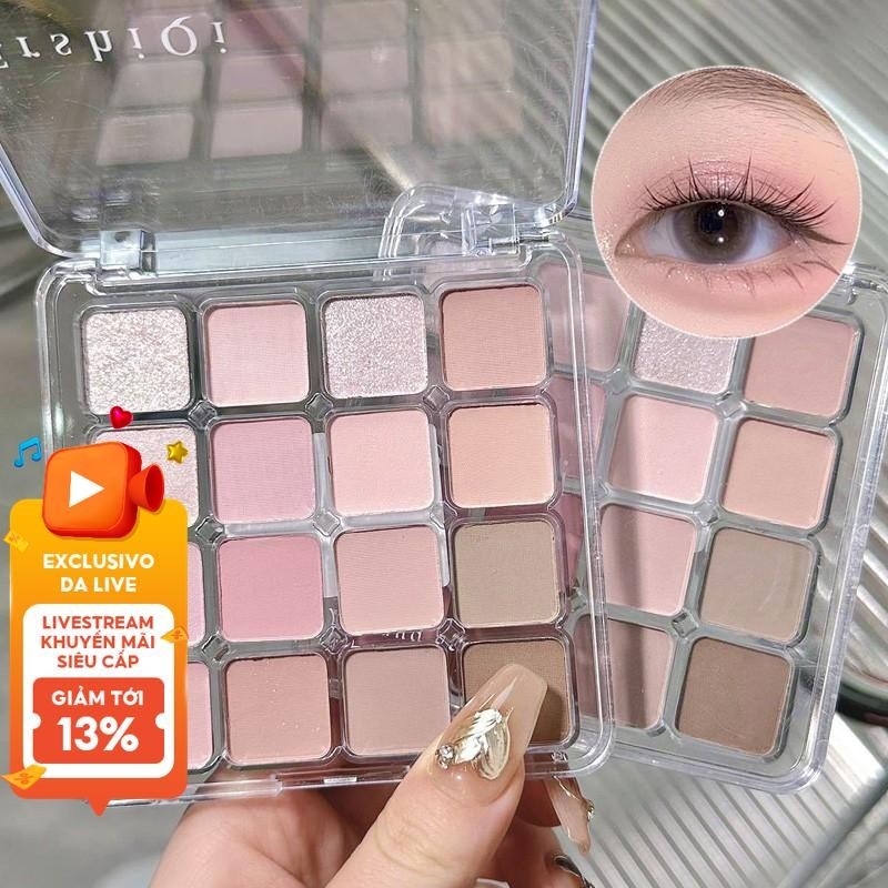 Ershiqi 16 Màu Phấn Mắt Ngọc Trai Mờ Sequins Flash Phấn Mắt Bảng Matte Pearl Không Bay Phấn Mắt Tran