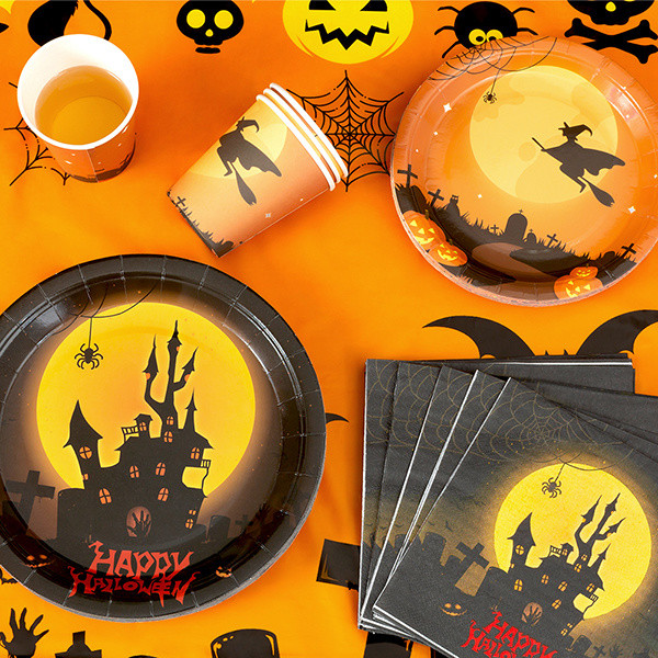 Premium Selection#24Set of Halloween Dinner Plates Halloween Children's Party Paper Plates Disposabl