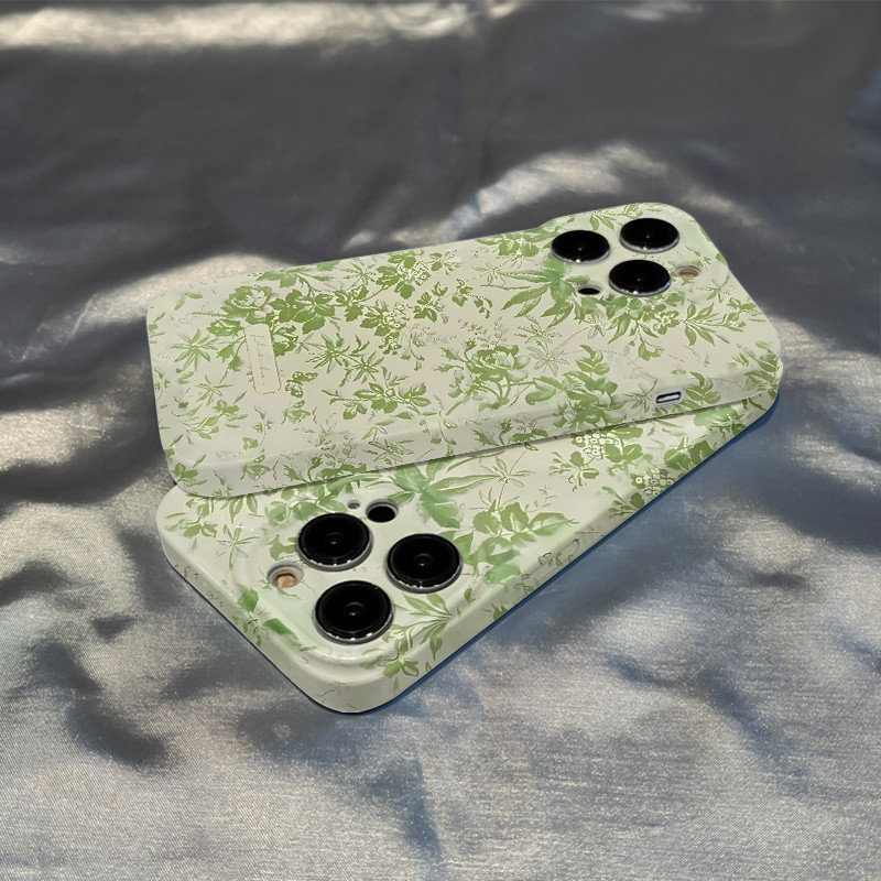 Ốp Lưng Cứng Hoa Xanh Toàn Màn Hình Thích Hợp Cho iPhone 14Pro 16ProMax 7plus XS XR 16Pro 15 14ProMa