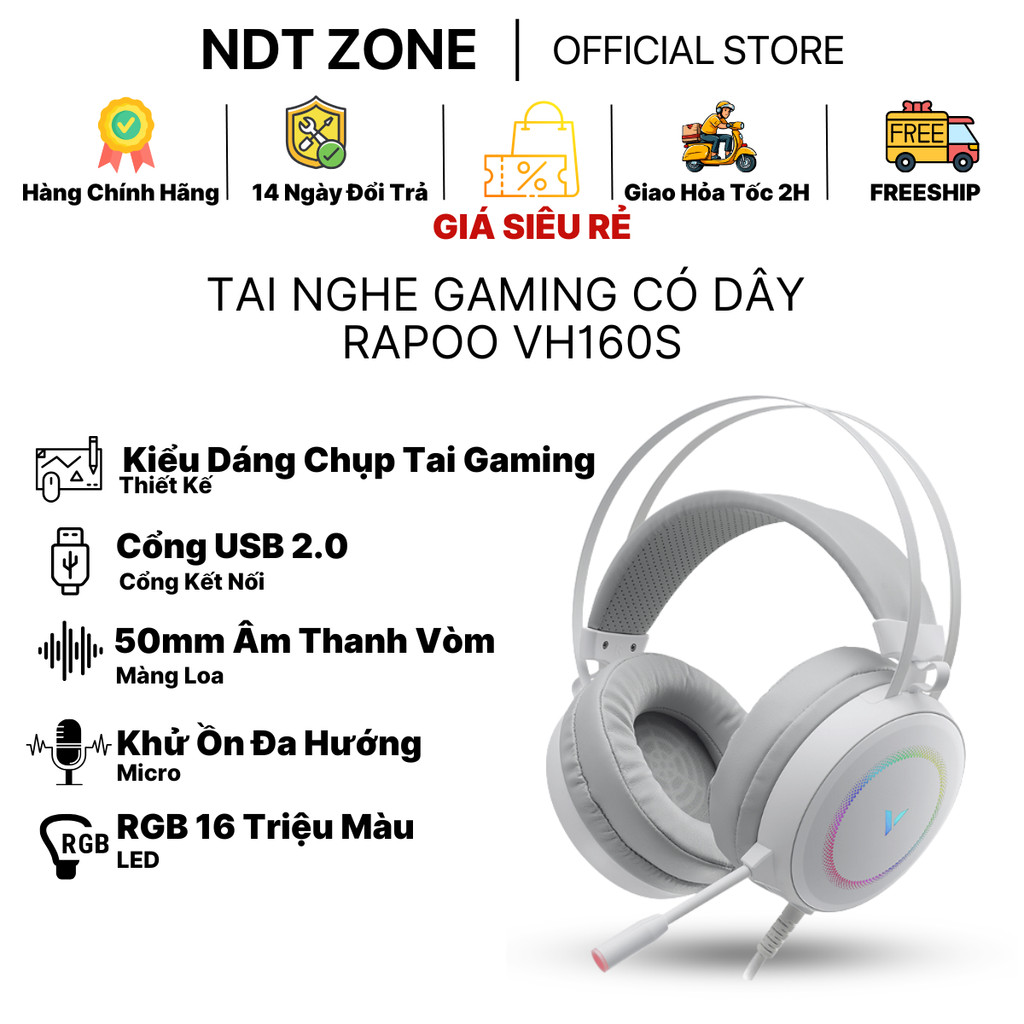 Tai Nghe Gaming Có Dây Rapoo VH160 VH160S LED RGB Âm Thanh Vòm 7.1 Cho Trãi Nghiệm Âm Thanh Cực Đã